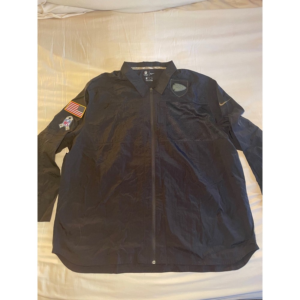 Nike Kansas City Chiefs NFL Salute to Service On-Field Sideline Jacket Black Siz